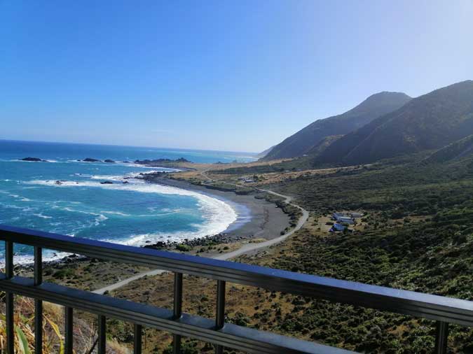 view up the Wairarapa coast from the Cape Palliser lighthouse