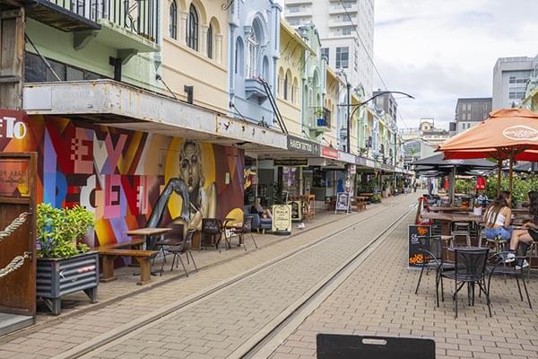 Amazing diversity of colours of the street in Christchurch.