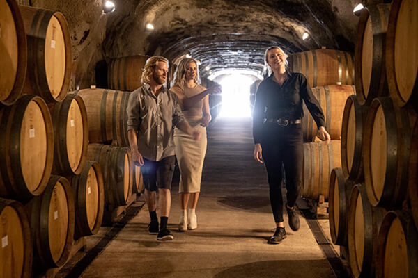 Wine cellar at Gibbston Valley.