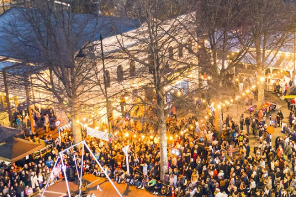 Greytown 9 Crowd admiring the magical lights along Main Street.