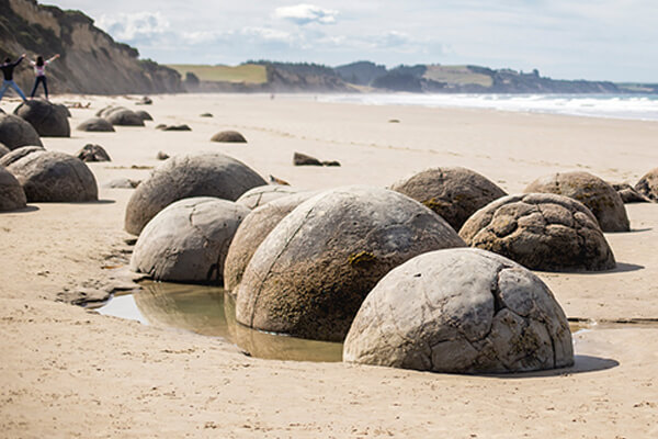 Moeraki Boulders on a sunny day.