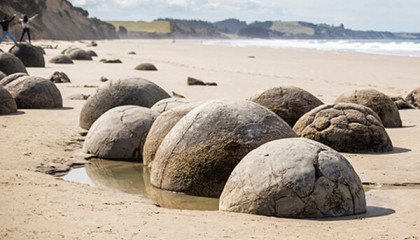 Moeraki Boulders on a sunny day.