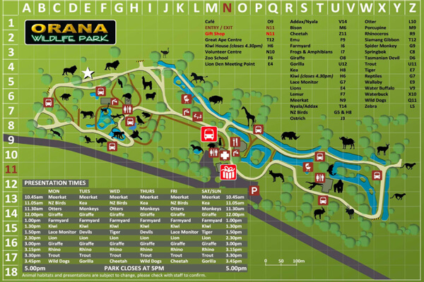 Orana 3 Map of Orana Wildlife Park.