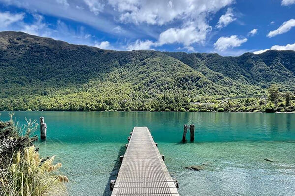 Amazing view of surrounding mountains from the lake at Bob's Cove.