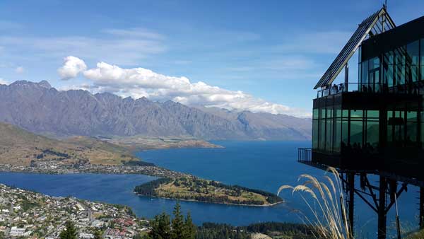 The buffet restaurant overlooking Queenstown and the Remarkables.