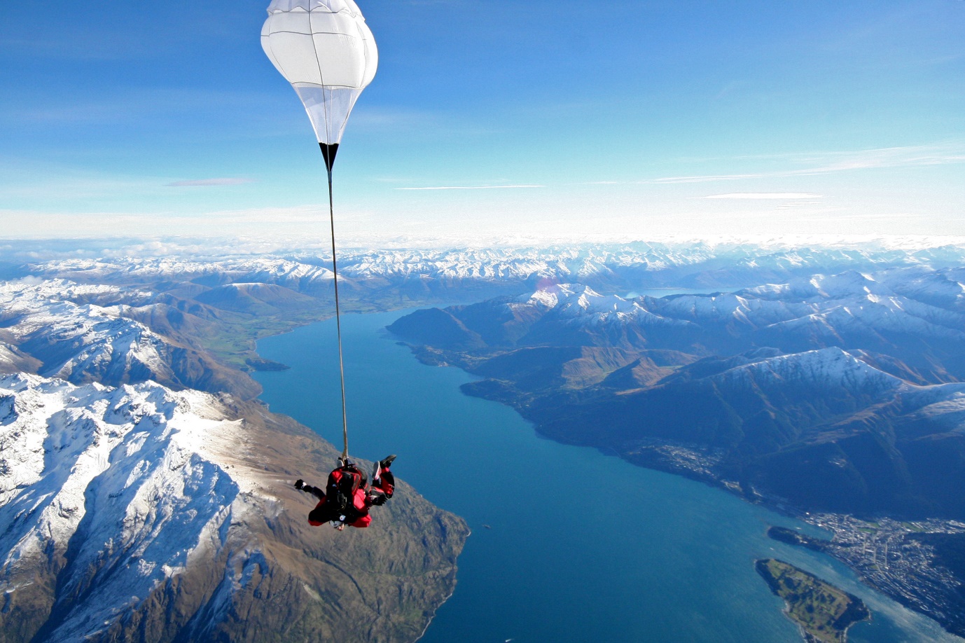 Skydiving over Queenstown with tremendous views