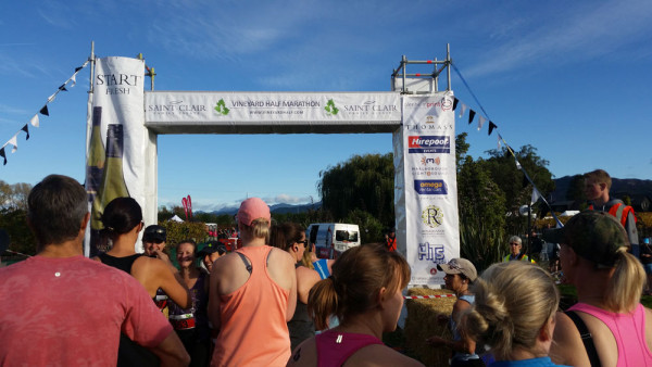Runners waiting at the start line of the annual Blenheim Vineyard Half Marathon.