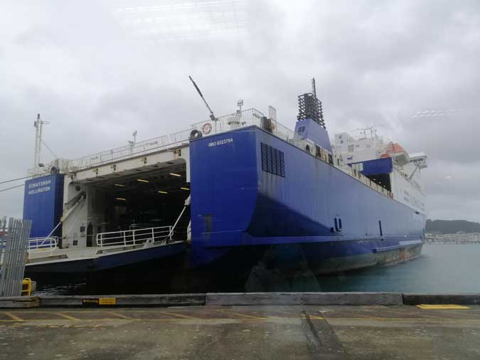 Preparing to load the Bluebridge ferry in Wellington.