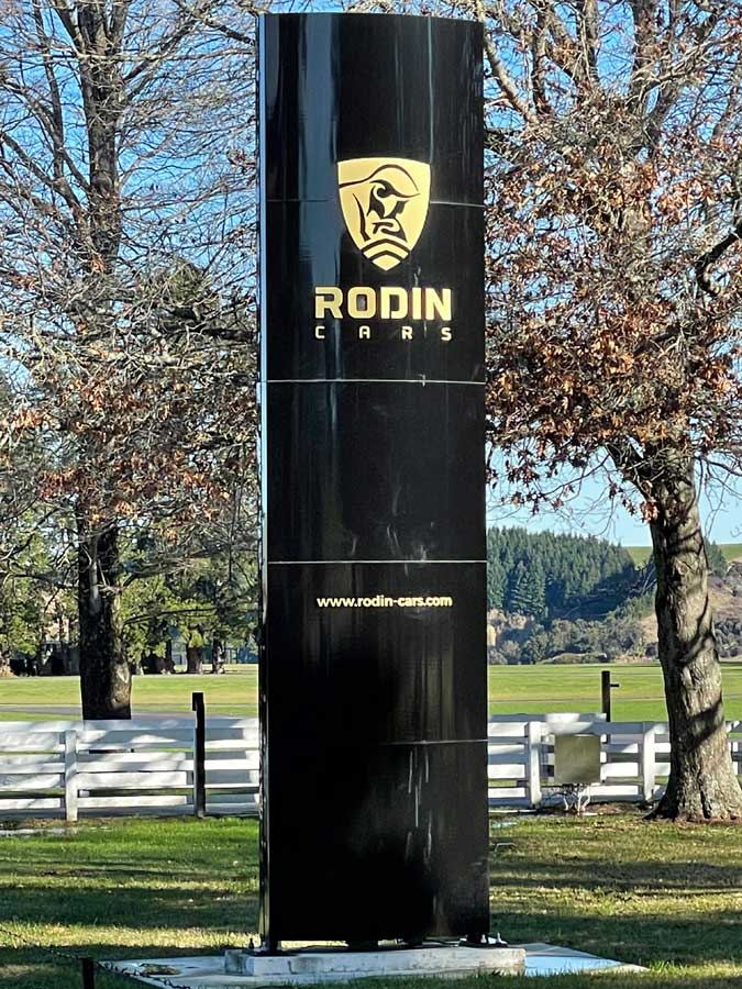 Signboard for Rodin Cars at their facility in Mt Lyford.