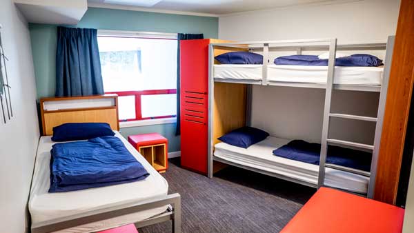 Inside a bunk bedded room at YHA in Auckland City