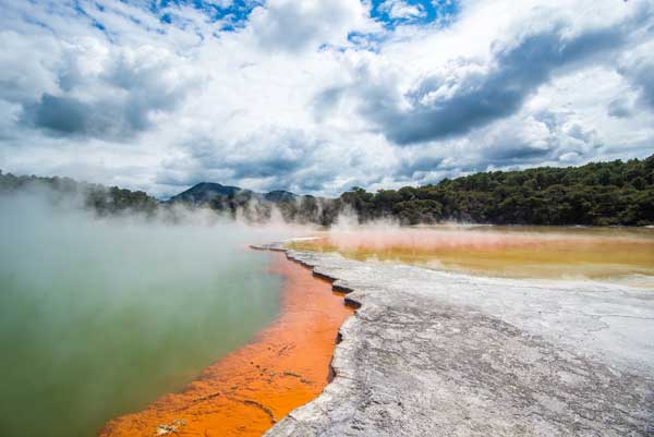Wai o Tapu steaming water and incredible colours