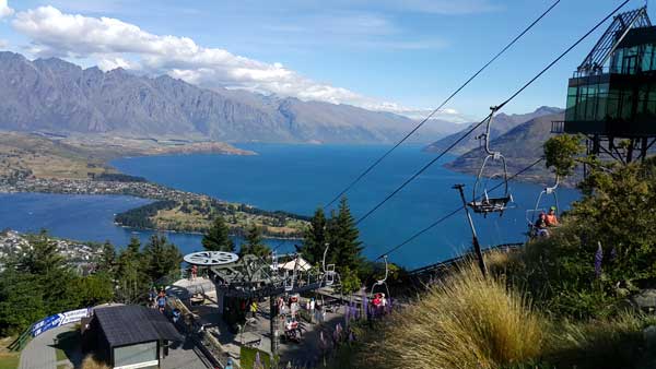 Looking down over Queenstown from The Skyline gondola.