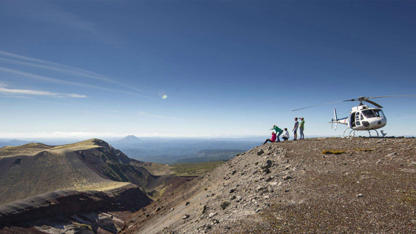 helicopter landing on Mount Tarawera